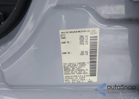 2023 Nissan Altima Sr Fwd из США, поврежденный, VIN 1N4BL4CV4PN335330